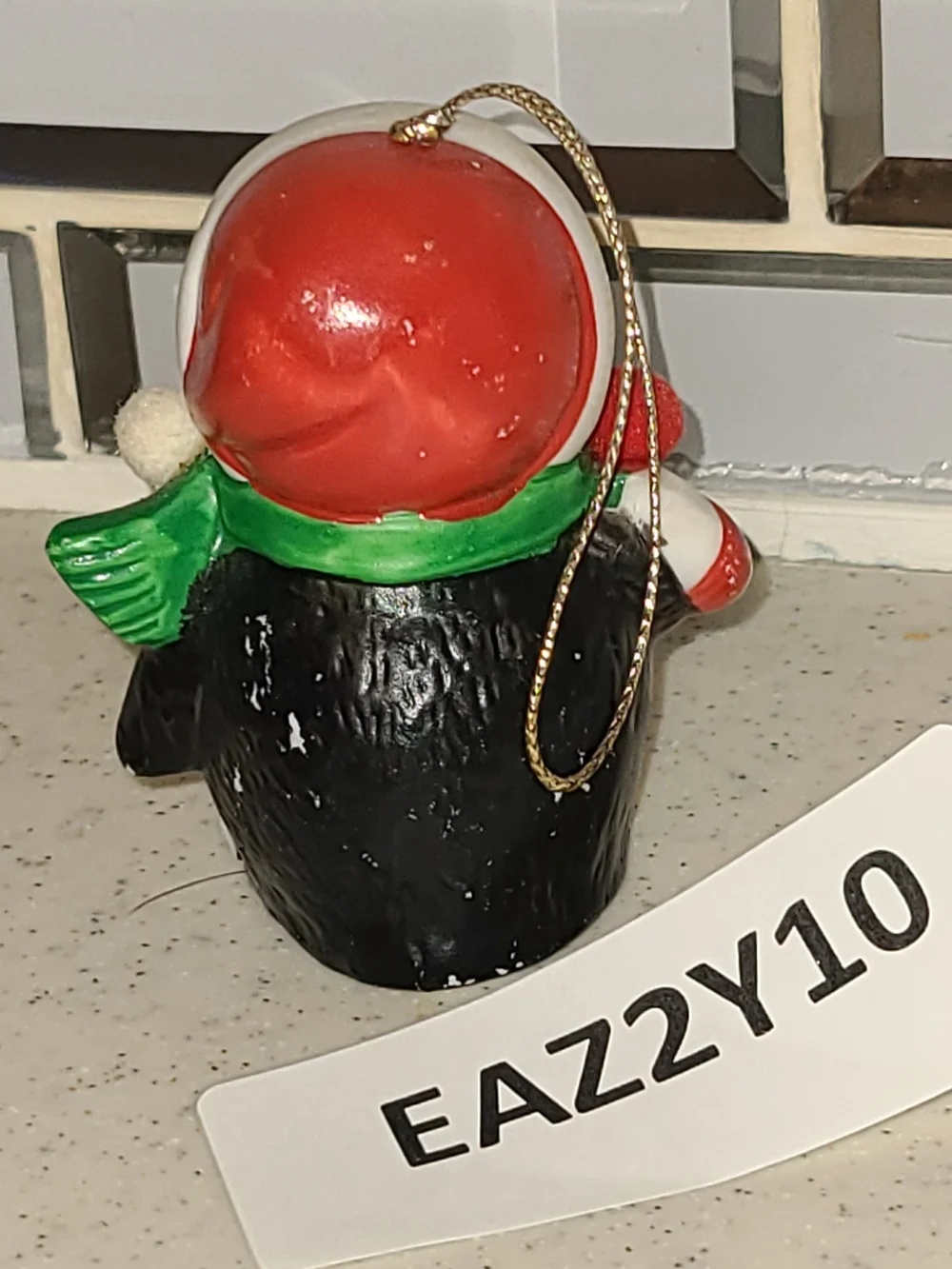 Vintage Penguin Holiday Ornament in White, Red, Green